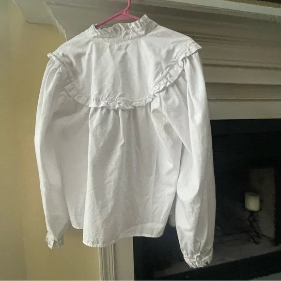 Emerson Fry White Poplin Victorian-Style Ruffle Blouse - Picture 2 of 11